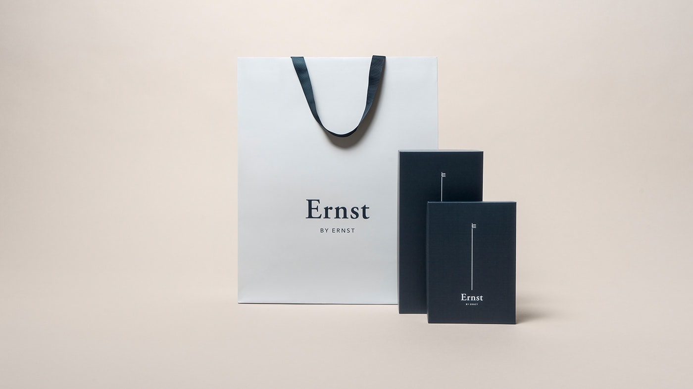 Ernst挪威經典優雅男裝品牌VI設計和包裝設計，服裝VI設計，服裝包裝設計，深圳VI設計，左右格局